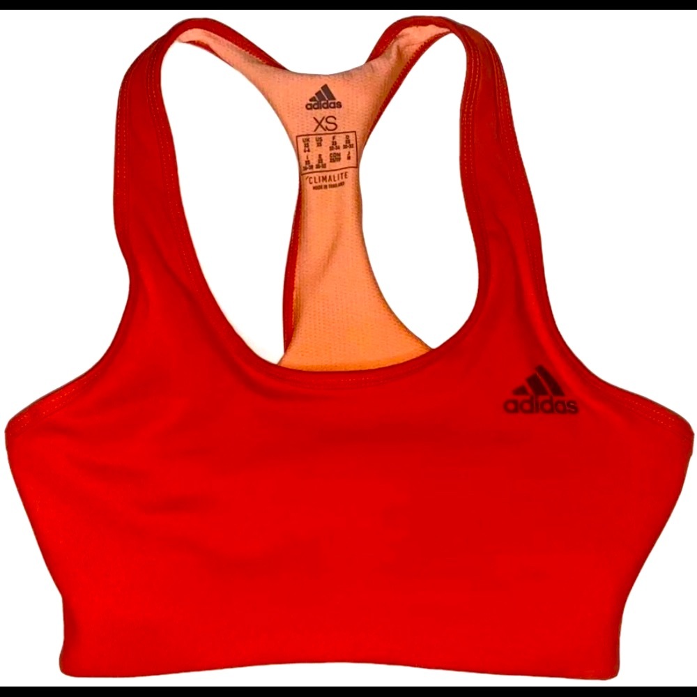 Adidas Ace 3 Stripes Red and Orange Sports Bra XS